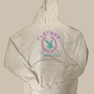 Play boy athletic limited addition hoodie, color white. Size medium